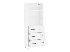 Aparador cómoda cómoda armario mueble organizador cocina salón salón alto 69,5 x 34 x 180 cm madera contrachapada blanco 02_0032732