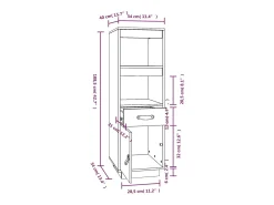 Aparador cómoda cómoda armario mueble organizador cocina salón salón alto 34 x 40 x 108,5 cm madera maciza de pino marrón 02_0034752