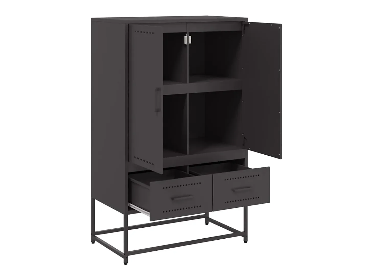 Aparador cómoda cómoda armario mueble organizador cocina salón salón alto 68 x 39 x 111,5 cm acero negro 02_0034963