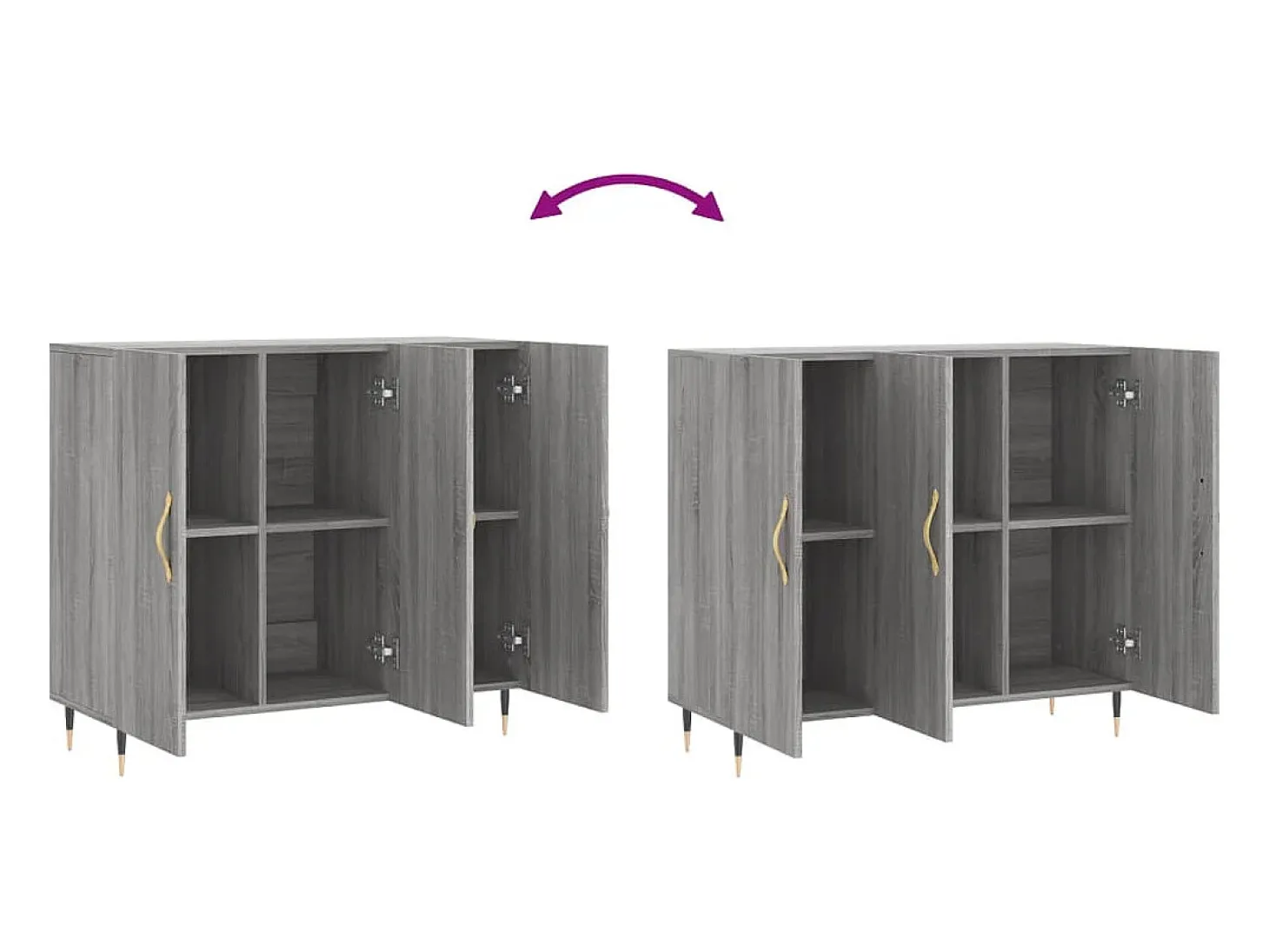 Aparador cómoda cómoda armario mueble organizador cocina salón salón Sonoma 90 x 34 x 80 cm madera contrachapada gris 02_0036547