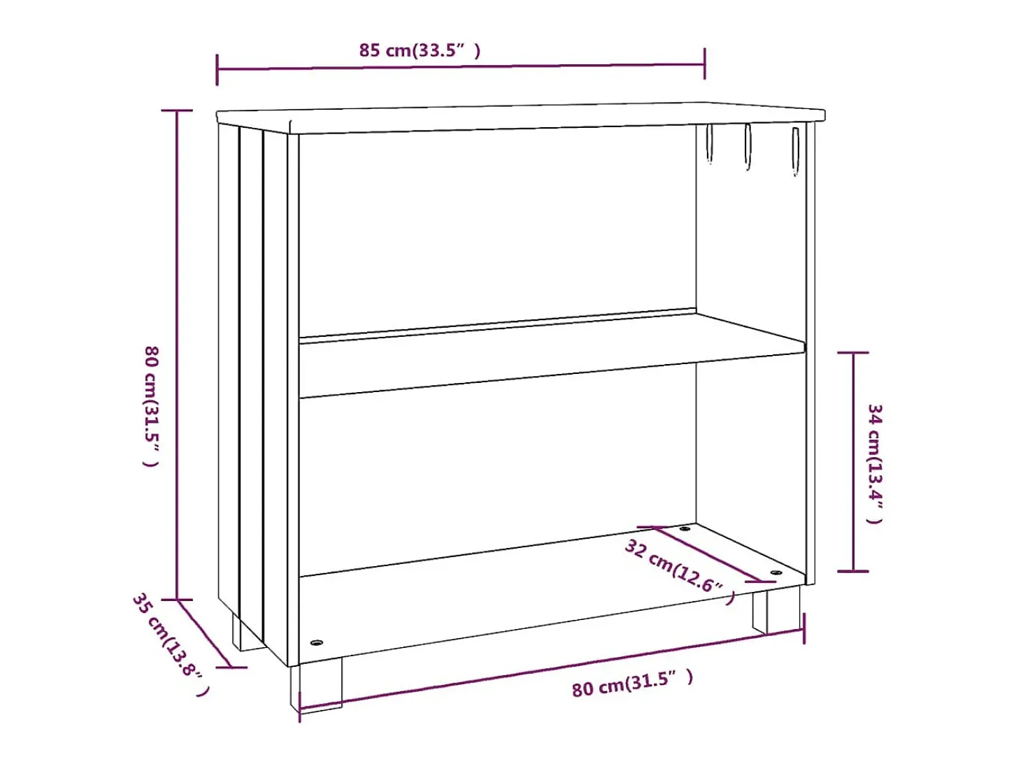 Aparador cómoda cómoda armario mueble organizador cocina salón oscuro 85 x 35 x 80 cm madera maciza de pino gris 02_0032168