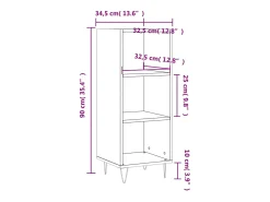 Aparador cómoda cómoda armario mueble organizador cocina salón salón 34,5 x 32,5 x 90 cm madera contrachapada blanco 02_0030237