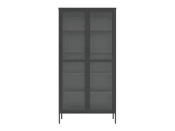 Aparador cómoda cómoda armario mueble organizador cocina salón salón alto 85 x 40 x 180 cm cristal y acero negro 02_0035138