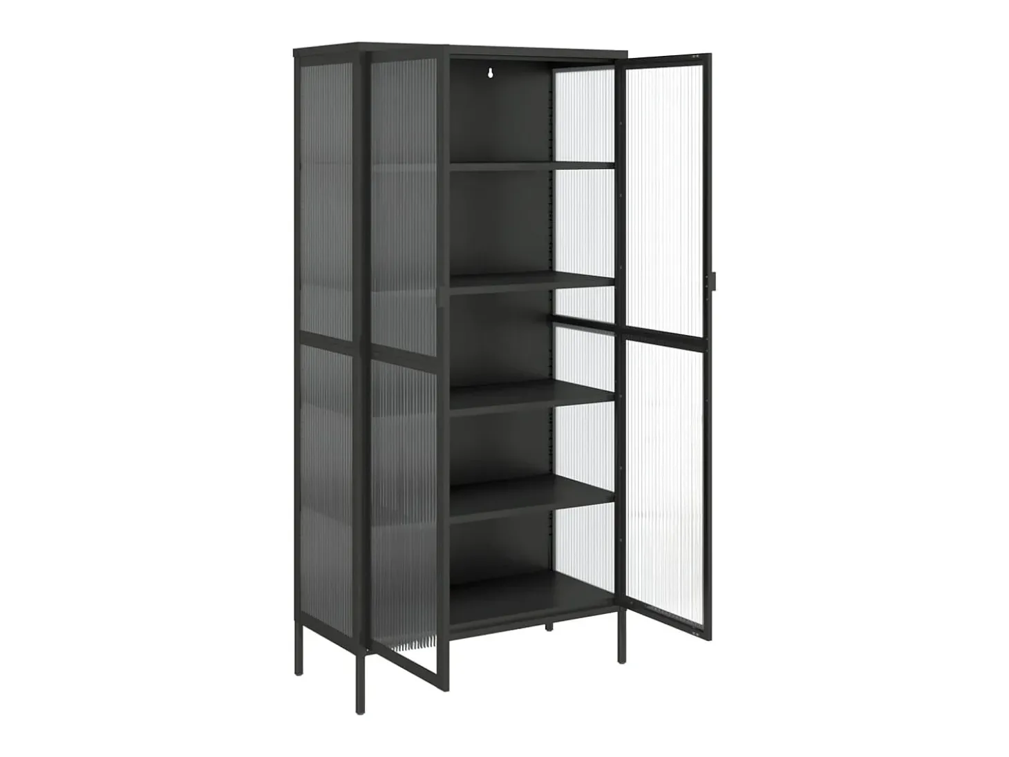 Aparador cómoda cómoda armario mueble organizador cocina salón salón alto 85 x 40 x 180 cm cristal y acero negro 02_0035138