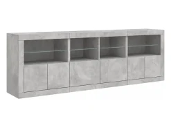 Aparador cómoda cómoda armario mueble organizador cocina salón salón con luces LED 202 x 37 x 67 cm gris 02_0029991