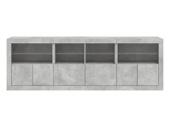 Aparador cómoda cómoda armario mueble organizador cocina salón salón con luces LED 202 x 37 x 67 cm gris 02_0029991