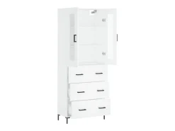 Aparador cómoda cómoda armario mueble organizador cocina salón salón alto 69,5 x 34 x 180 cm madera contrachapada blanco 02_0032567
