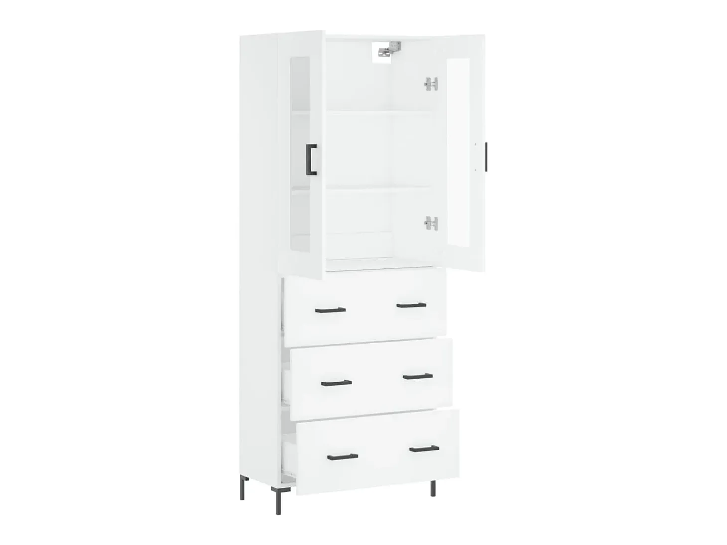 Aparador cómoda cómoda armario mueble organizador cocina salón salón alto 69,5 x 34 x 180 cm madera contrachapada blanco 02_0032567