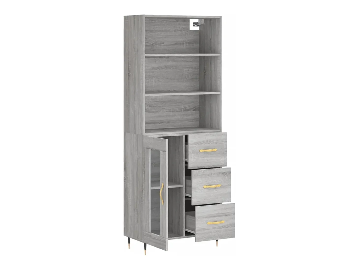 Aparador cómoda cómoda armario mueble organizador cocina salón salón alto Sonoma 69,5 x 34 x 180 cm madera contrachapada gris 02_0035437