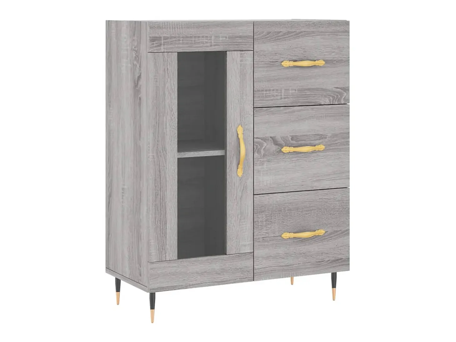 Aparador cómoda cómoda armario mueble organizador cocina salón salón alto Sonoma 69,5 x 34 x 180 cm madera contrachapada gris 02_0035437