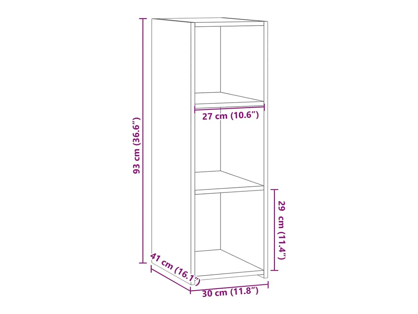 Aparador cómoda cómoda armario unidad de almacenamiento organizador cocina salón salón Sonoma 30 x 41 x 93 cm madera contrachapada gris 02_0036291