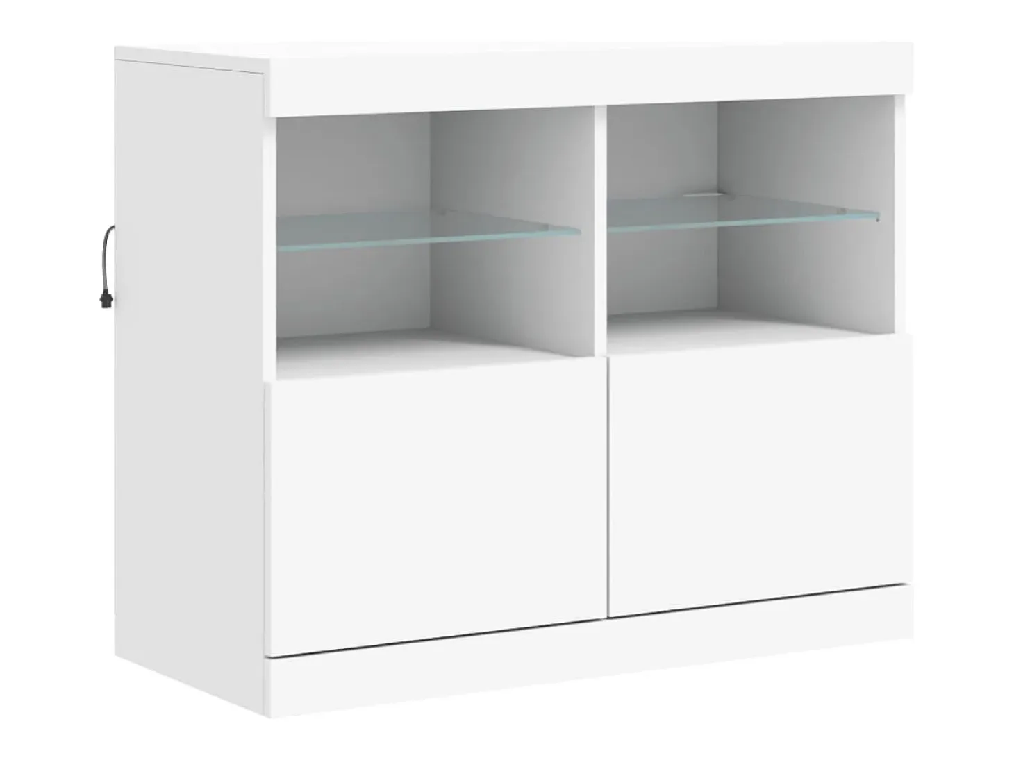 Aparador cómoda cómoda armario mueble organizador cocina salón salón con luces LED 163 x 37 x 67 cm blanco 02_0029835