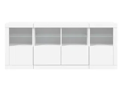 Aparador cómoda cómoda armario mueble organizador cocina salón salón con luces LED 163 x 37 x 67 cm blanco 02_0029835