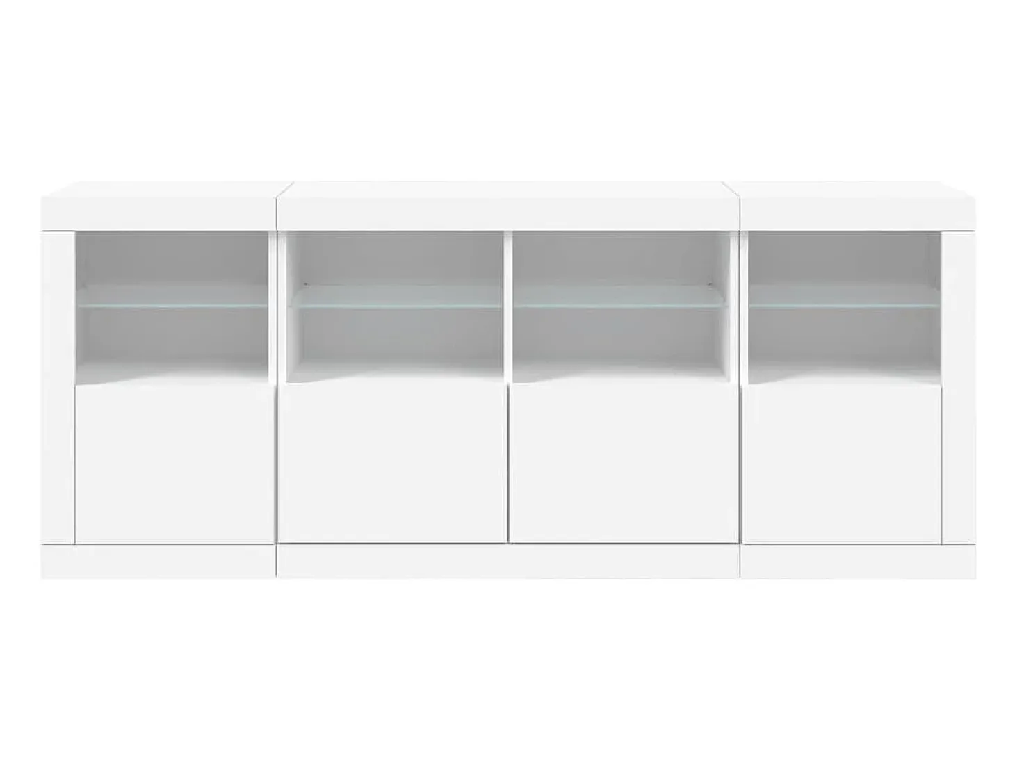 Aparador cómoda cómoda armario mueble organizador cocina salón salón con luces LED 163 x 37 x 67 cm blanco 02_0029835