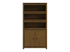 Aparador cómoda cómoda armario mueble organizador cocina salón salón alto 80 x 35 x 154 cm madera maciza de pino marrón 02_0034759