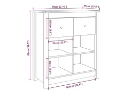 Aparador cómoda cómoda armario mueble organizador cocina salón salón 70 x 35 x 80 cm madera maciza de pino marrón 02_0029645