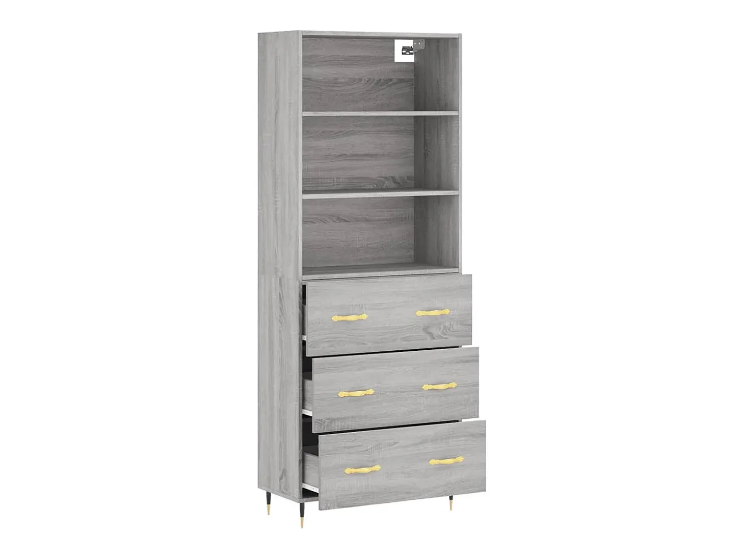 Aparador cómoda cómoda armario mueble organizador cocina salón salón alto Sonoma 69,5 x 34 x 180 cm madera contrachapada gris 02_0035480
