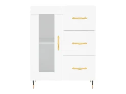 Aparador cómoda cómoda armario mueble organizador cocina salón salón alto 69,5 x 34 x 180 cm madera contrachapada blanco 02_0032552