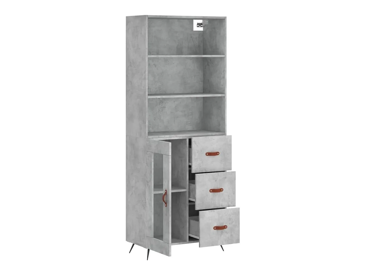 Aparador cómoda cómoda armario mueble organizador cocina salón salón alto 69,5 x 34 x 180 cm madera contrachapada gris 02_0034615