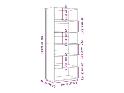 Aparador cómoda cómoda armario mueble organizador cocina salón salón alto 70 x 41 x 185 cm madera contrachapada negro 02_0035124