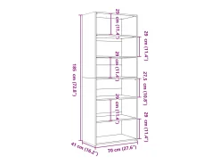 Aparador cómoda cómoda armario mueble organizador cocina salón salón alto 70 x 41 x 185 cm madera contrachapada gris 02_0034715