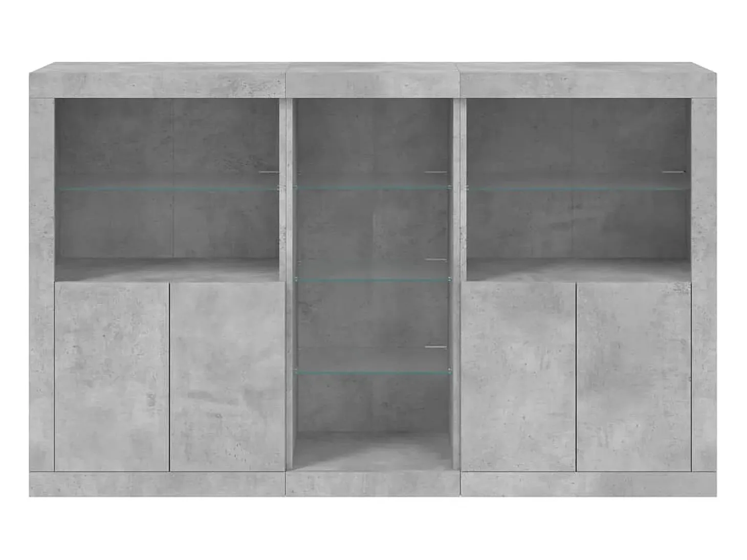 Aparador cómoda cómoda armario mueble organizador cocina salón salón con luces LED 162 x 37 x 100 cm gris 02_0029979