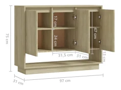 Aparador cómoda cómoda armario mueble organizador cocina salón salón Sonoma 97 x 31 x 75 cm madera contrachapada beige 02_0031741