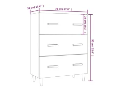 Aparador cómoda cómoda armario mueble organizador cocina salón salón 70 x 34 x 90 cm madera contrachapada marrón 02_0031404