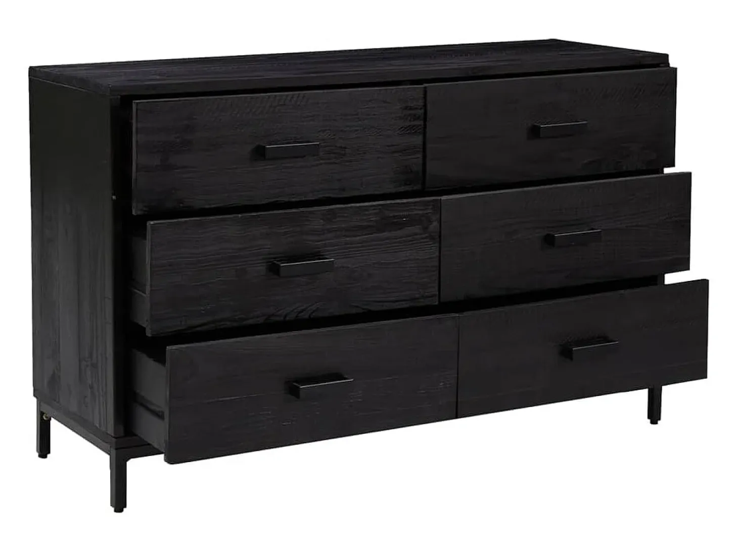Aparador cómoda cómoda armario mueble organizador cocina salón salón 110 x 35 x 70 cm madera maciza de pino negro 02_0035842