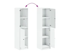 Aparador cómoda cómoda armario mueble organizador cocina salón salón con puerta de cristal 35 x 37 x 142 cm blanco 02_0030096