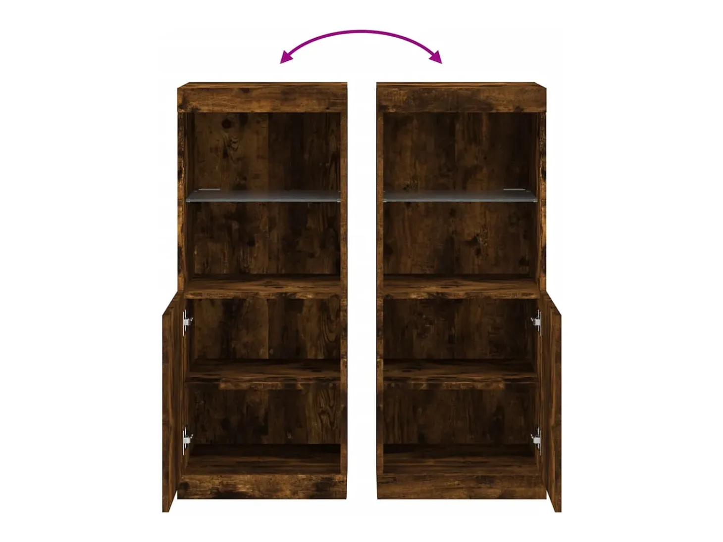 Aparador cómoda cómoda armario mueble organizador cocina salón salón con luces LED 41 x 37 x 100 cm marrón 02_0029884