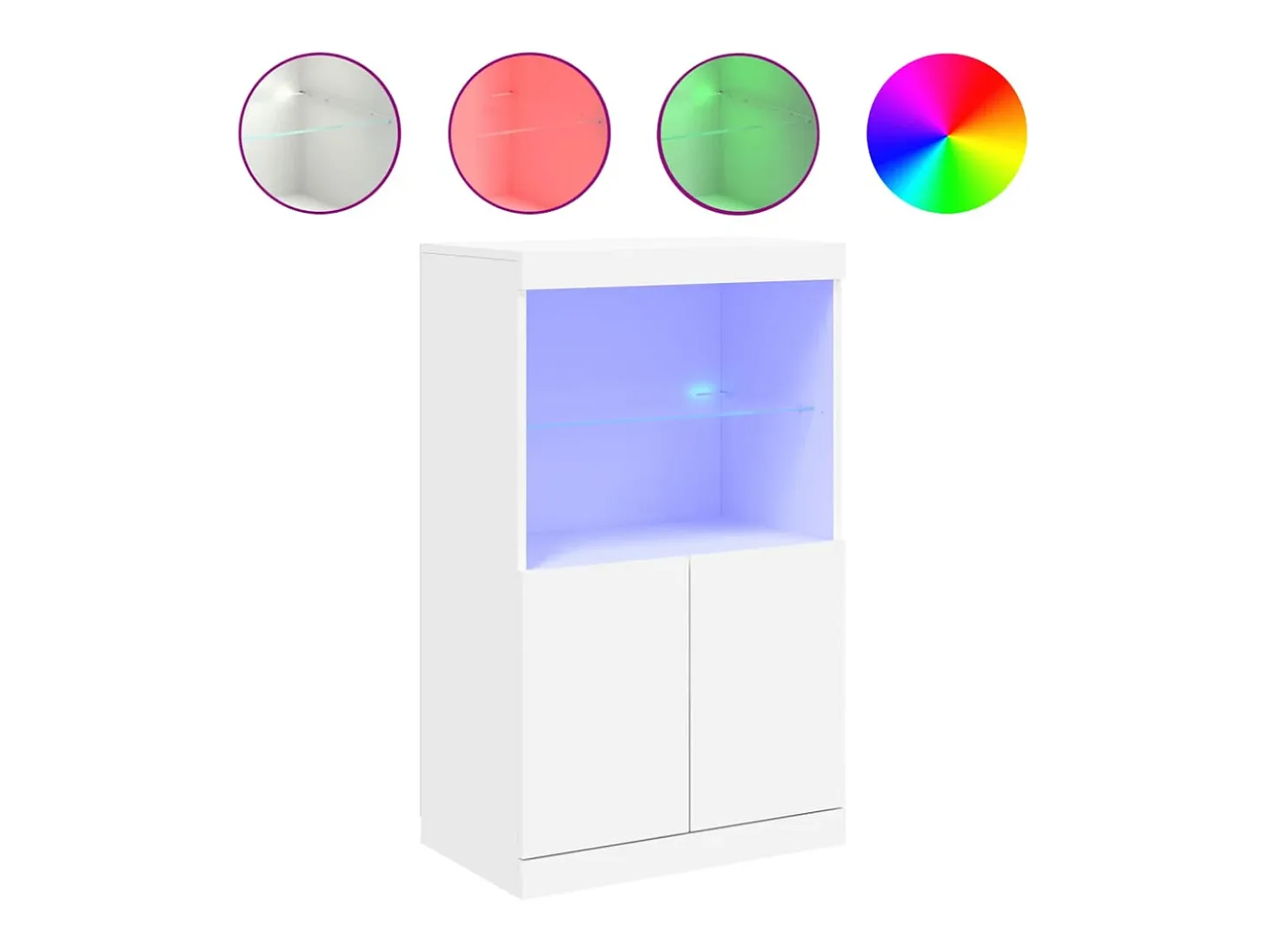Aparador cómoda cómoda armario mueble organizador cocina salón salón con luces LED 60,5 x 37 x 100 cm blanco 02_0029854
