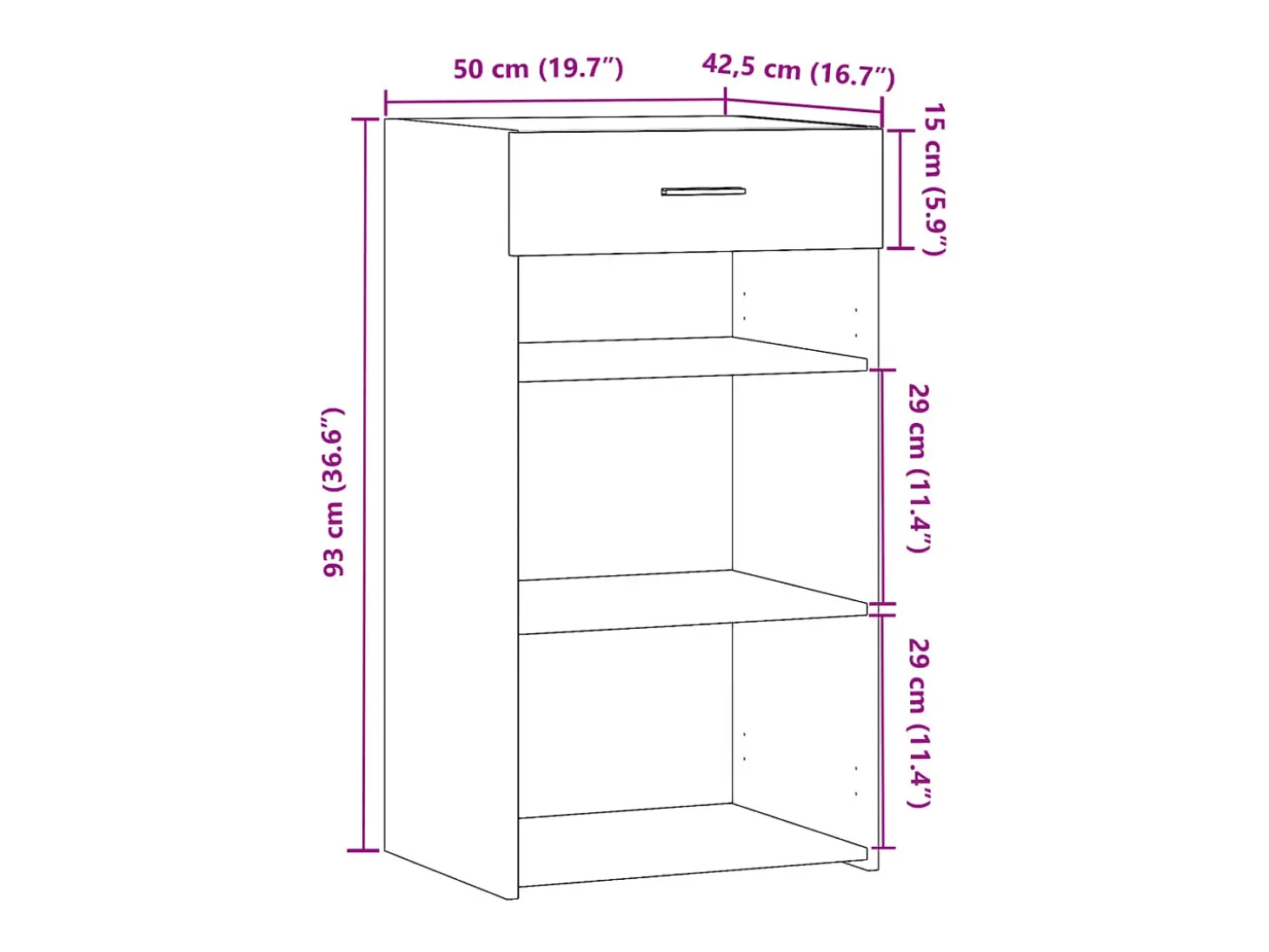 Aparador cómoda cómoda armario mueble organizador cocina salón salón 50 x 42,5 x 93 cm madera contrachapada gris 02_0031945