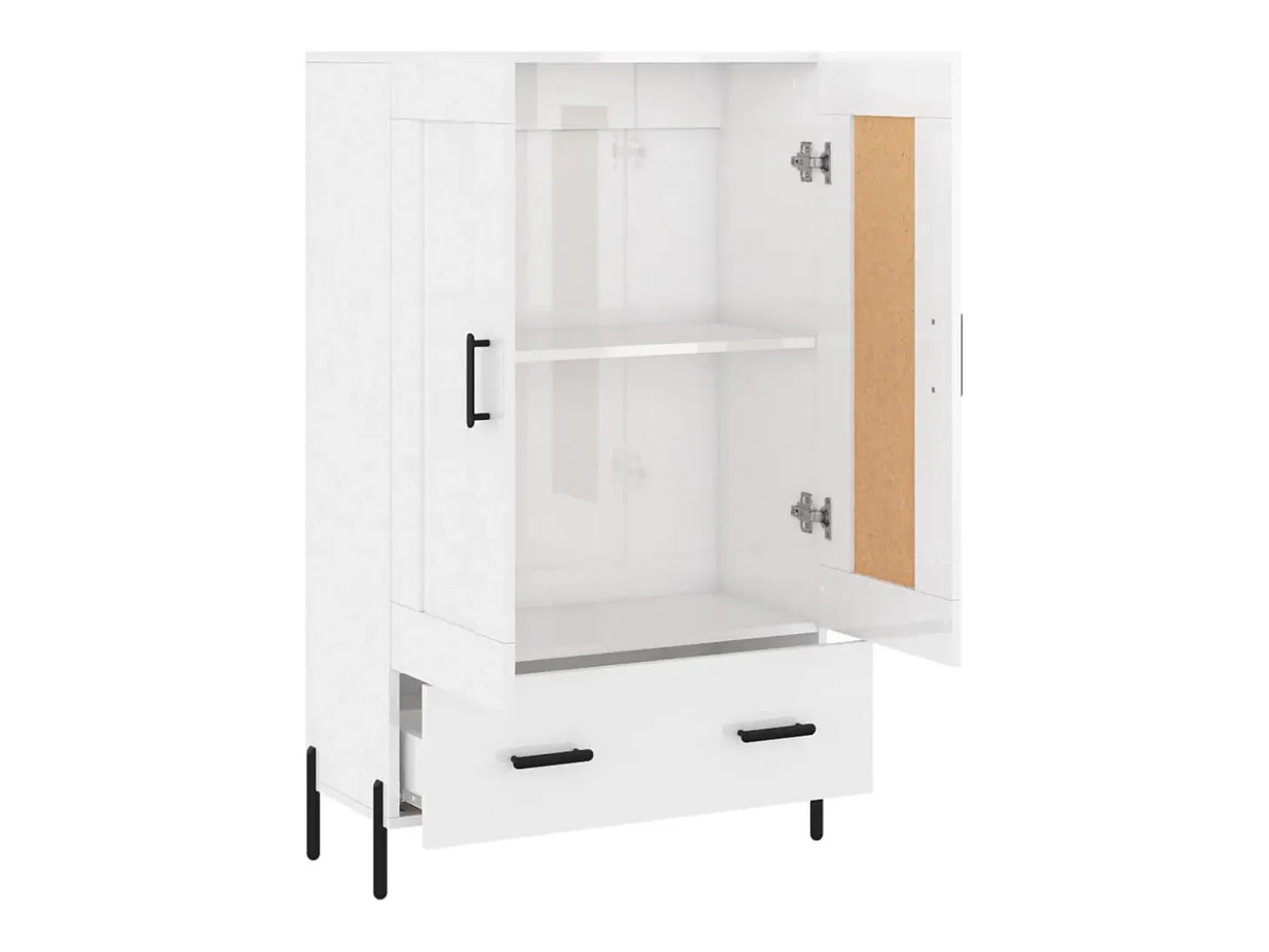 Aparador cómoda cómoda armario mueble organizador cocina salón salón alto brillo 69,5 x 31 x 115 cm madera contrachapada blanco 02_0033002
