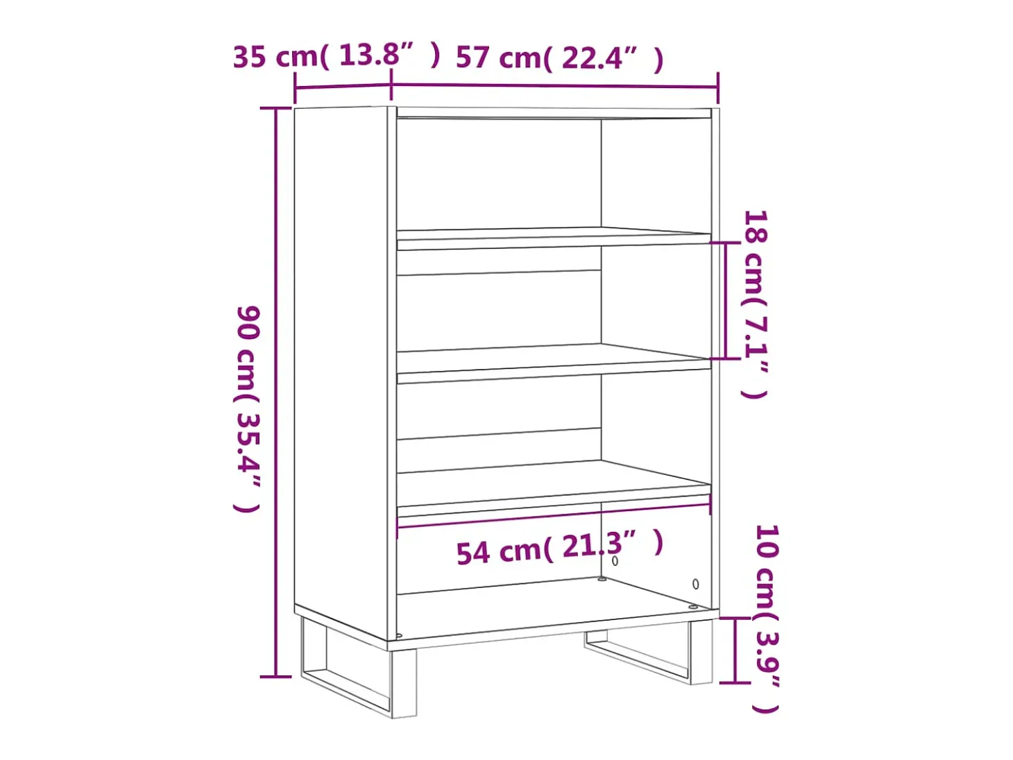 Aparador cómoda cómoda armario mueble organizador cocina salón salón alto 57 x 35 x 90 cm madera contrachapada blanco 02_0032464