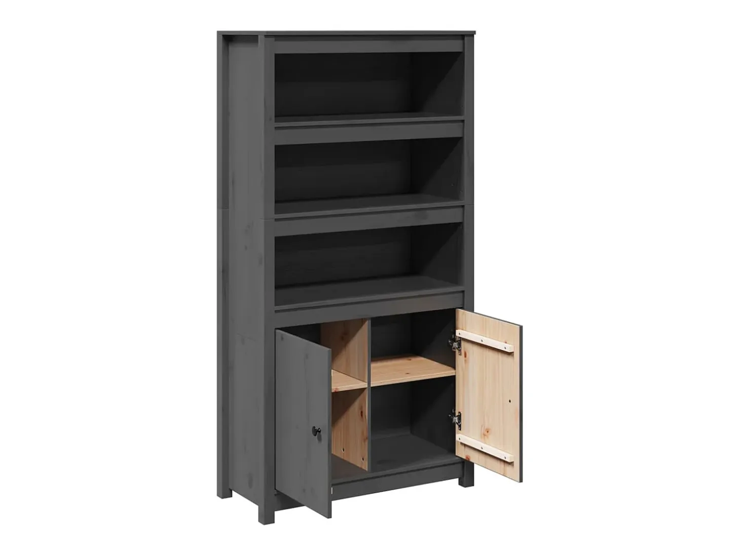 Aparador cómoda cómoda armario mueble organizador cocina salón salón alto 80 x 35 x 154 cm madera maciza de pino gris 02_0034232