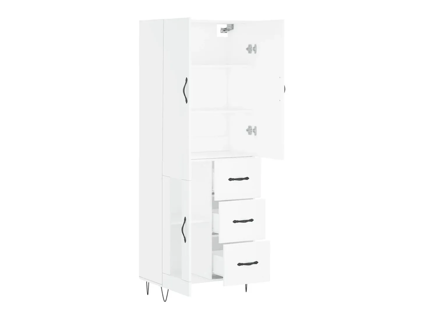 Aparador cómoda cómoda armario mueble organizador cocina salón salón alto 69,5 x 34 x 180 cm madera contrachapada blanco 02_0032575