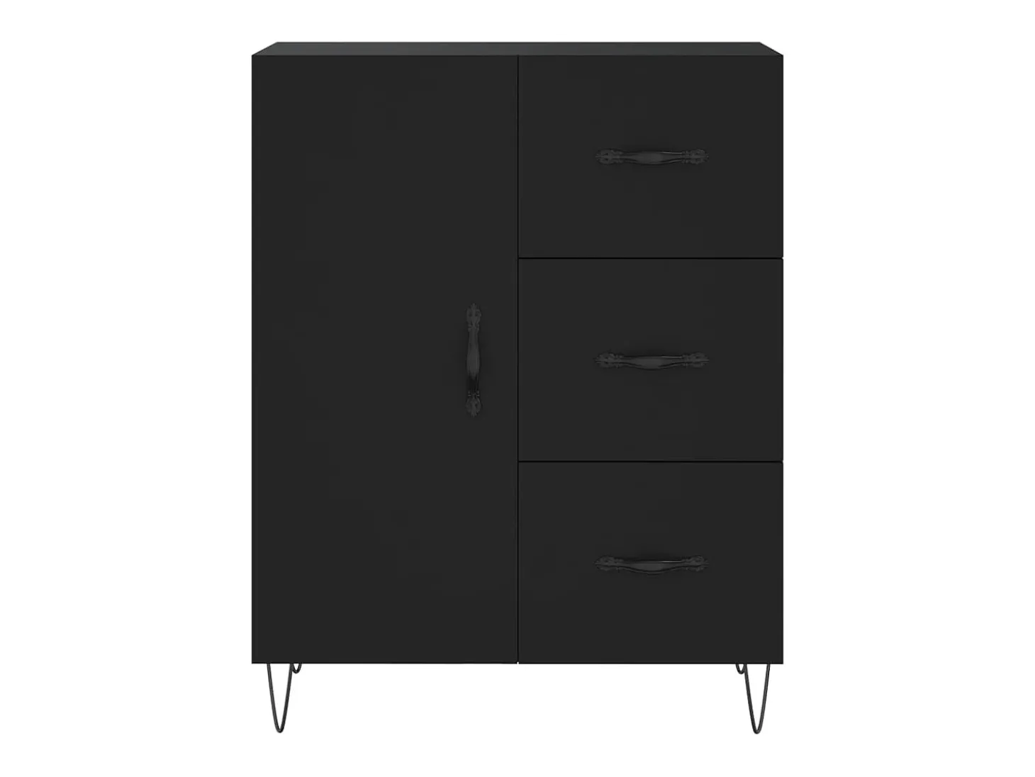 Aparador cómoda cómoda armario mueble organizador cocina salón salón alto 69,5 x 34 x 180 cm madera contrachapada negra 02_0035028