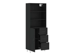 Aparador cómoda cómoda armario mueble organizador cocina salón salón alto 69,5 x 34 x 180 cm madera contrachapada negra 02_0035028