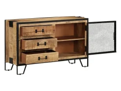 Aparador cómoda cómoda armario mueble organizador cocina salón salón 100 x 31 x 60 cm madera maciza de mango marrón crudo 02_0029492