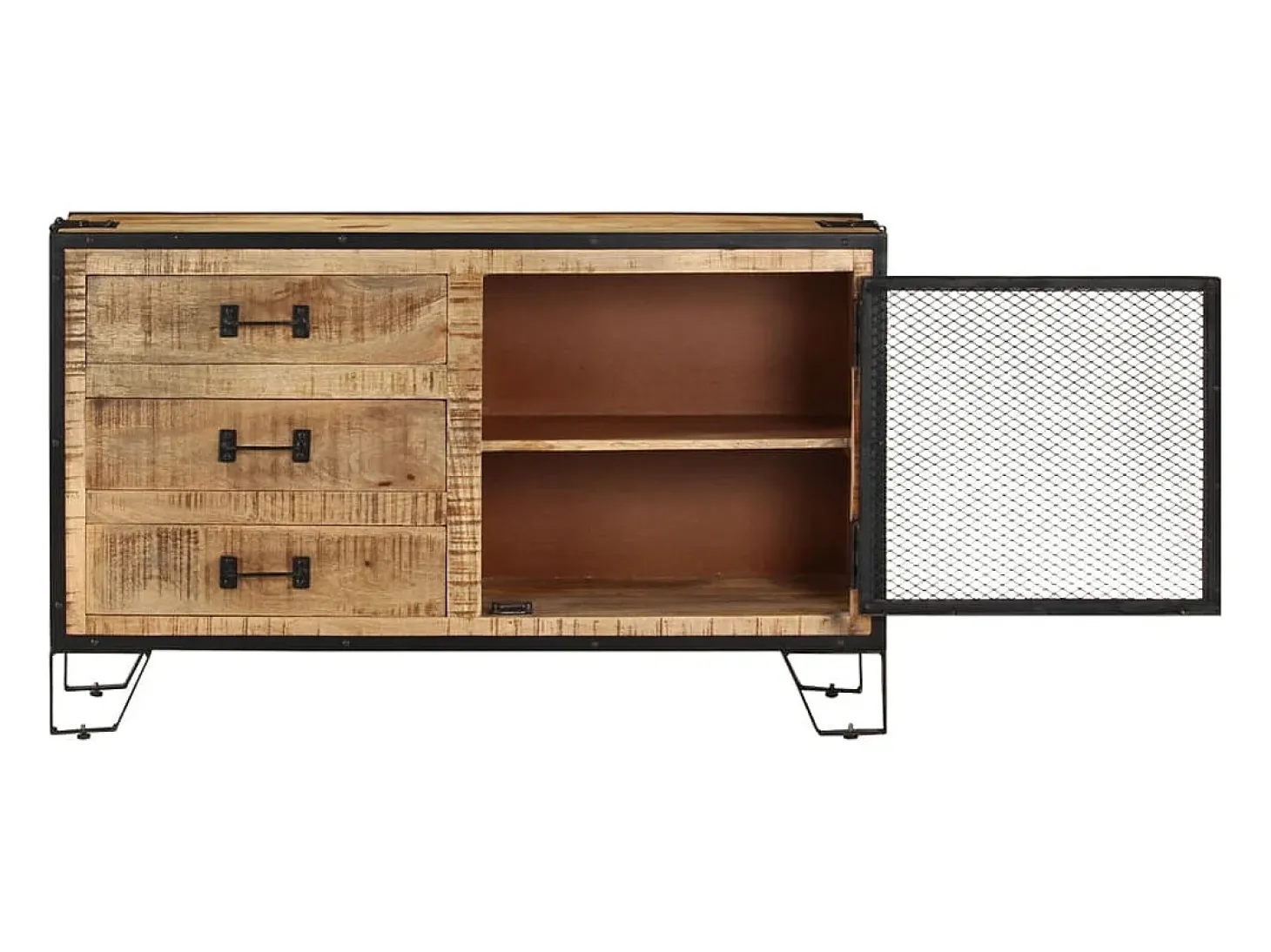 Aparador cómoda cómoda armario mueble organizador cocina salón salón 100 x 31 x 60 cm madera maciza de mango marrón crudo 02_0029492