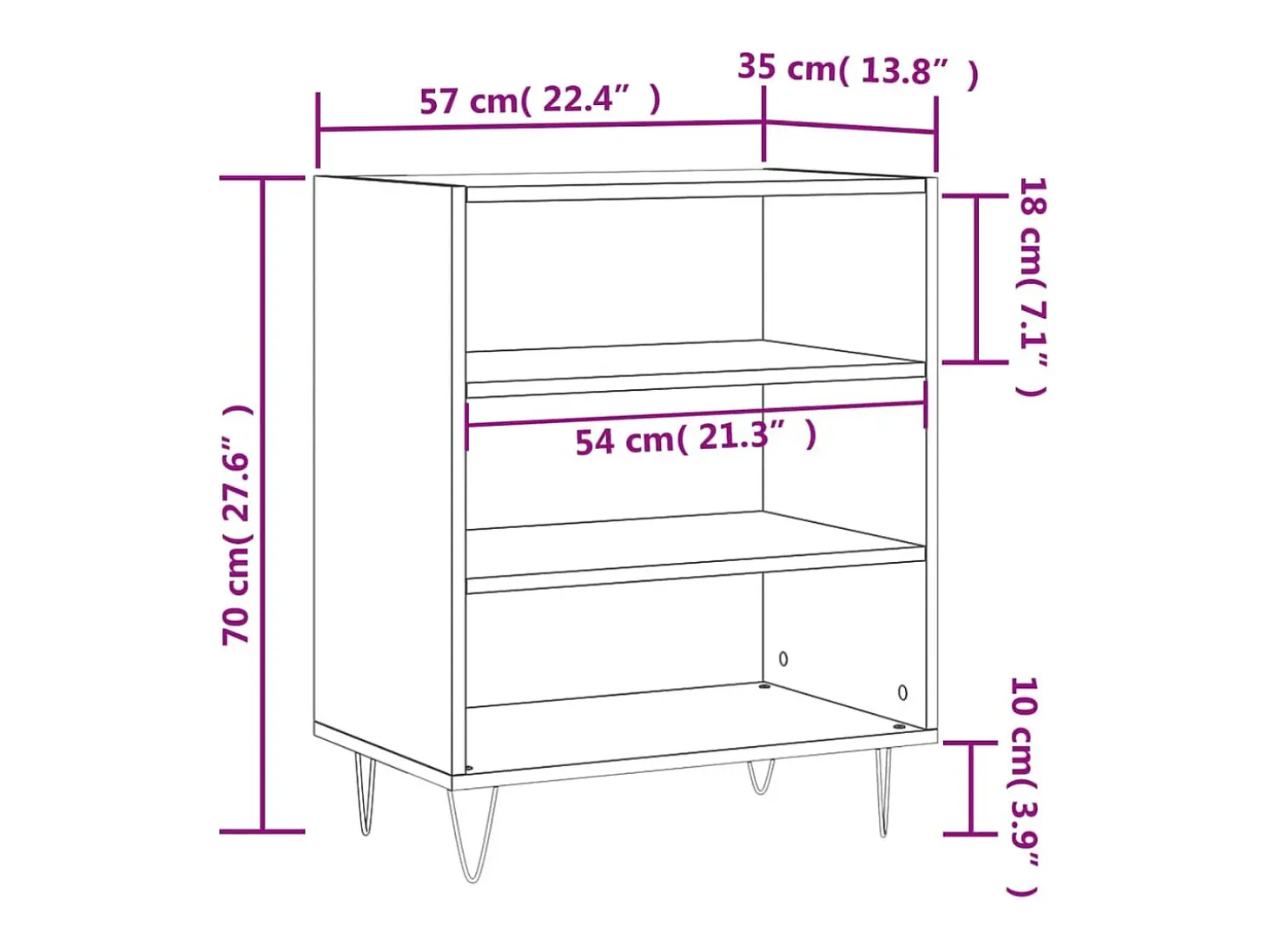 Aparador cómoda cómoda mueble mueble de almacenaje organizador cocina salón salón 57 x 35 x 70 cm madera contrachapada gris 02_0031948