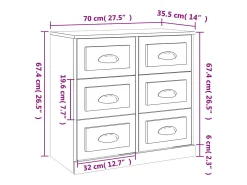 Aparador cómoda cómoda mueble mueble de almacenaje organizador cocina salón salón 70 x 35,5 x 67,5 cm madera contrachapada blanco 02_0030488