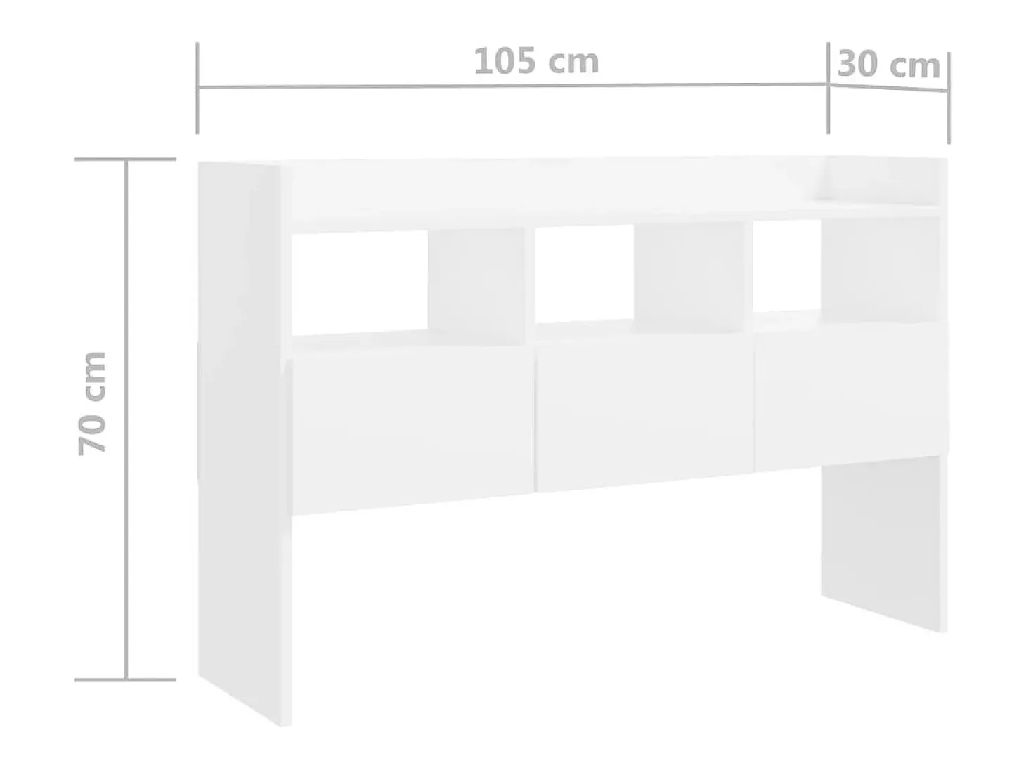 Aparador cómoda cómoda mueble mueble de almacenaje organizador cocina salón salón 105 x 30 x 70 cm madera contrachapada blanca 02_0030191