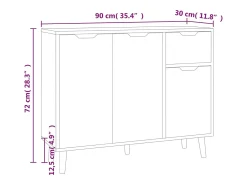 Aparador cómoda cómoda mueble mueble de almacenaje organizador cocina salón salón 90 x 30 x 72 cm madera contrachapada gris 02_0032114
