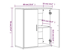 Aparador cómoda cómoda mueble mueble de almacenaje organizador cocina salón salón 60 x 31 x 70 cm madera contrachapada blanco 02_0030340