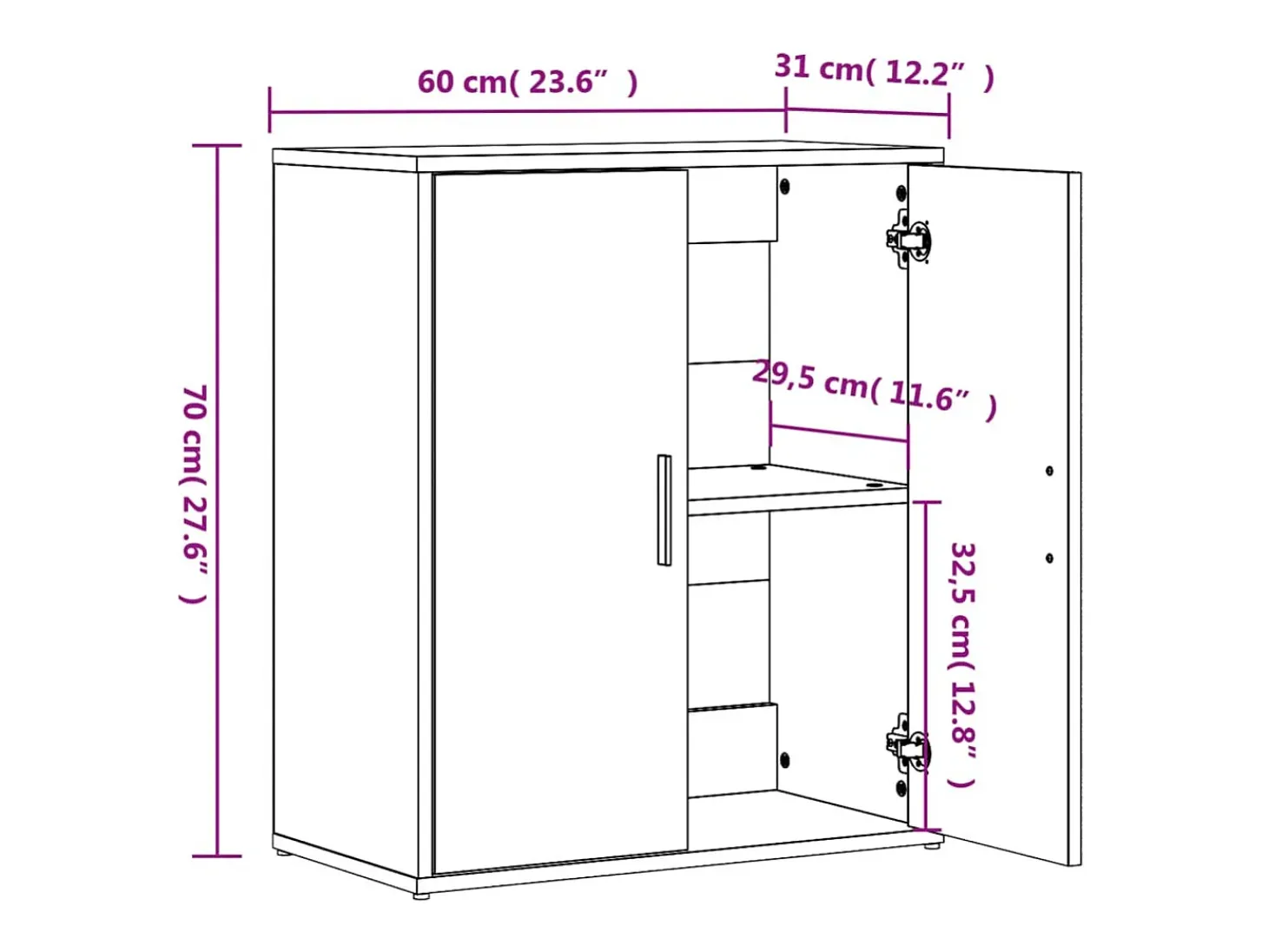 Aparador cómoda cómoda mueble mueble de almacenaje organizador cocina salón salón 60 x 31 x 70 cm madera contrachapada blanco 02_0030340