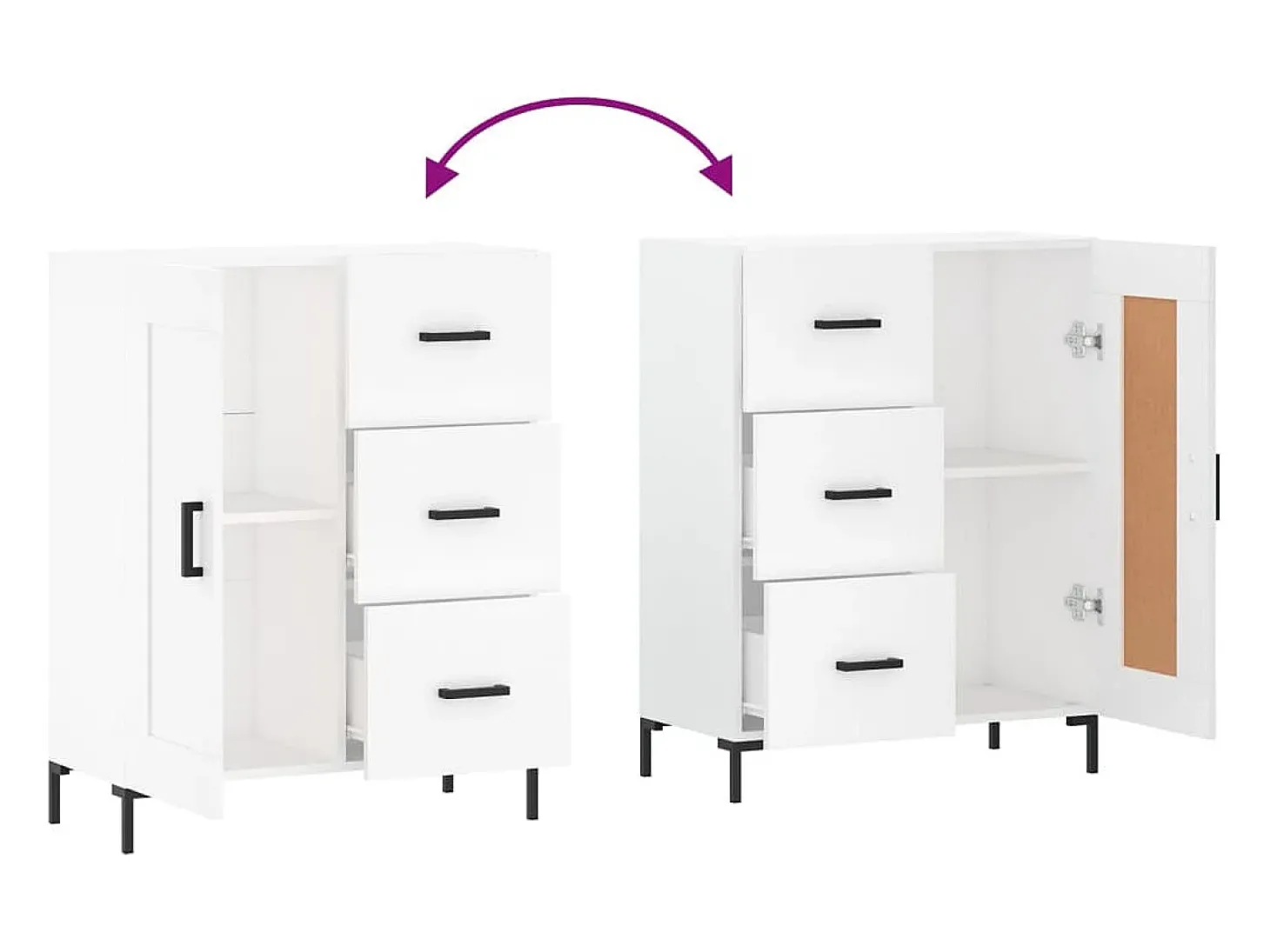 Aparador cómoda cómoda mueble mueble de almacenaje organizador cocina salón salón 69,5 x 34 x 90 cm madera contrachapada blanco 02_0030437