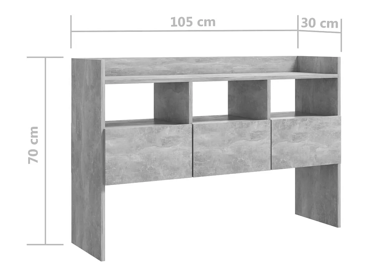 Aparador cómoda cómoda mueble mueble de almacenamiento organizador cocina salón salón 105 x 30 x 70 cm madera contrachapada gris 02_0031848