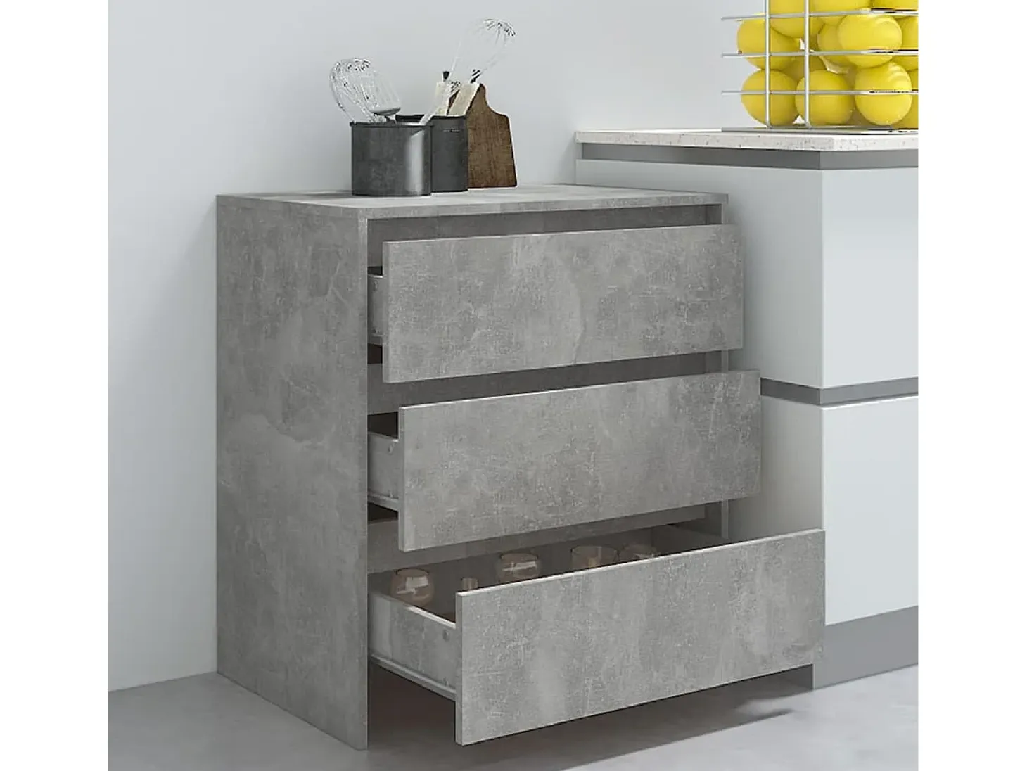 Aparador cómoda cómoda mueble mueble de almacenaje organizador cocina salón salón 70 x 41 x 75 cm madera contrachapada gris 02_0032088